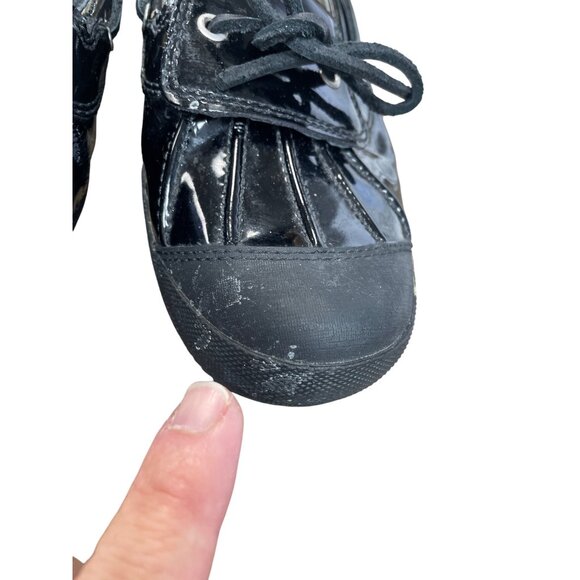 UGG Ashdale Black Patent Leather Sheepskin Rain Duck Shoes Sz 8 SKU 9488 - Picture 13 of 16